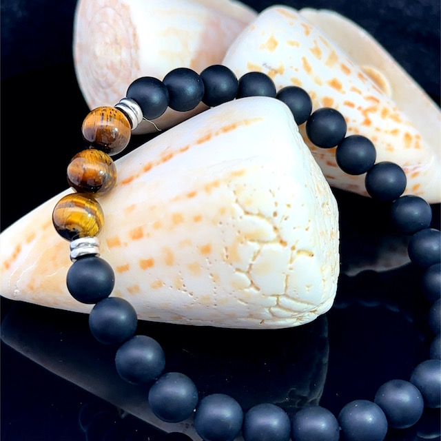 8mm Matte Onyx and Tiger's Eye Bracelet - Image 4