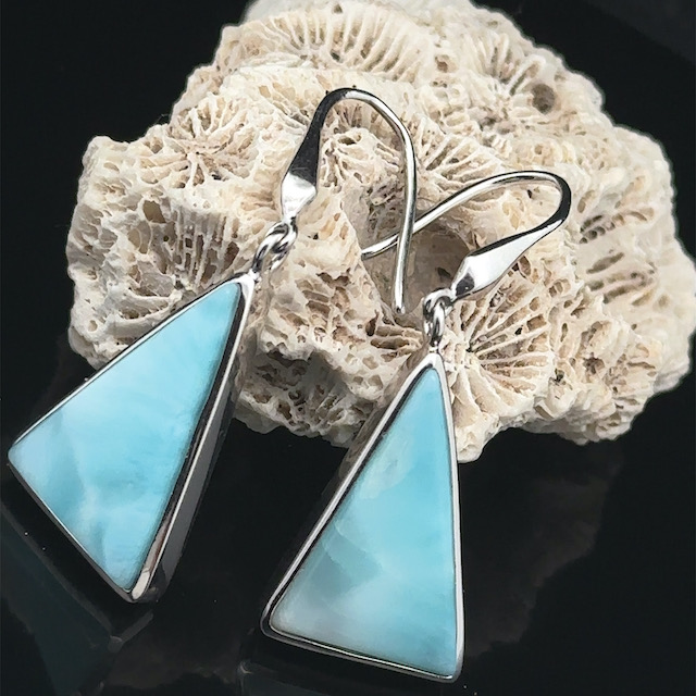 Larimar triangle earrings in 925 silver - Image 2
