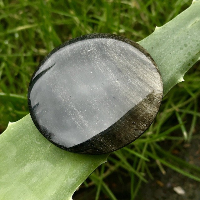 Golden obsidian disc 6 to 6.5 cm