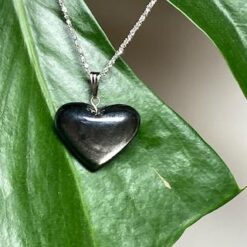 Silver sheen obsidian heart pendant