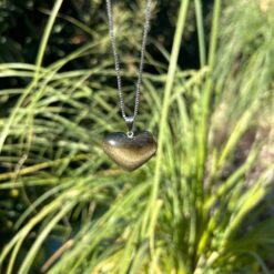Golden sheen obsidian heart pendant