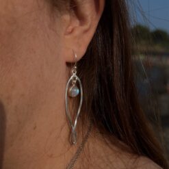 925 silver and moonstone, rose quartz, or sodalite earrings