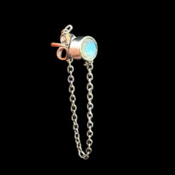 Alternative view of Clous d'oreilles chaîne en labradorite et argent 925 rhodié