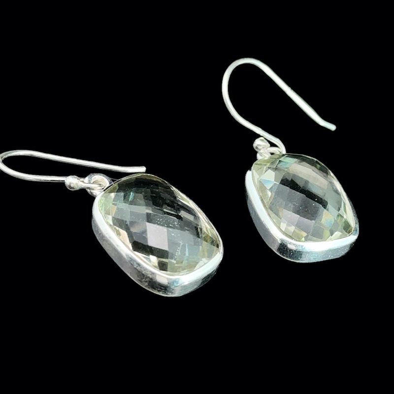 Faceted prasiolite and 925 silver earrings - Image 4