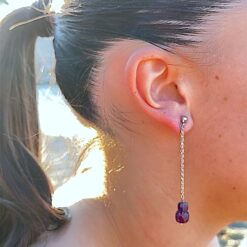 Dangling earrings with faceted amethysts