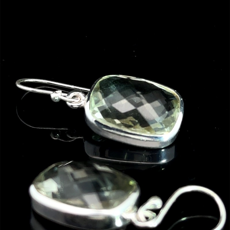 Faceted prasiolite and 925 silver earrings