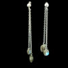 Rhodium-plated 925 silver chain drop earrings with labradorite