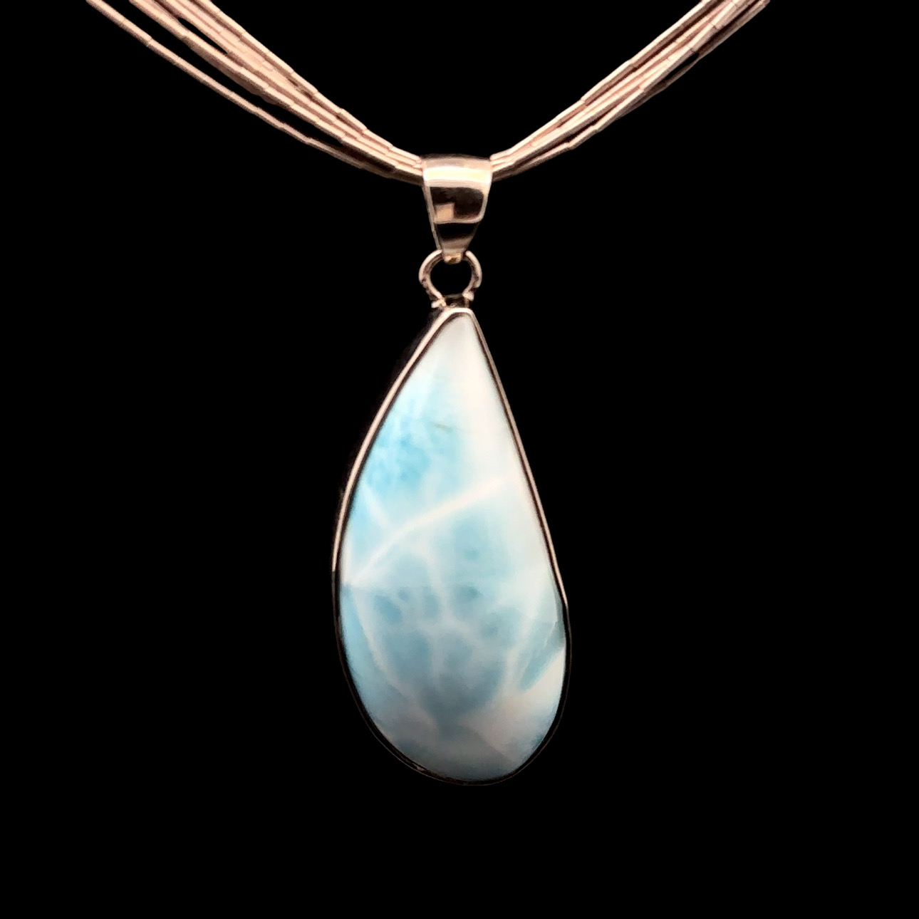 Larimar and 925 Silver Teardrop Pendant - Image 2