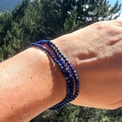 Triple-strand faceted lapis lazuli bead bracelet 3mm