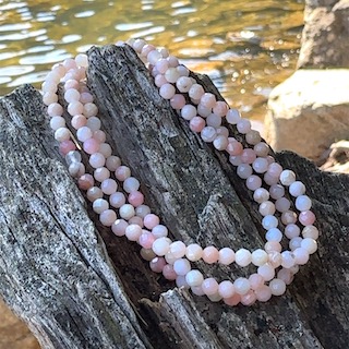 3-strand faceted pink opal bracelet 3mm - Image 2