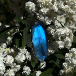 Grand pendentif ovale en labradorite et argent 925