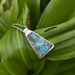 Raw boulder opal and 925 silver pendant