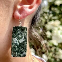 Rectangular 925 silver and seraphinite earrings