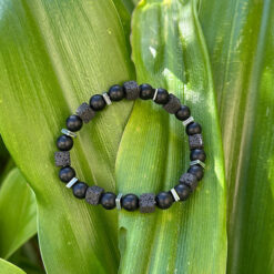 Men's onyx, lava stone and hematite bracelet