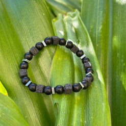 Alternative view of Bracelet homme onyx, pierre de lave et hématite