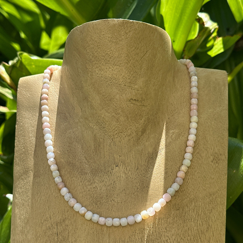 Rose opal necklace - faceted square beads - Image 2