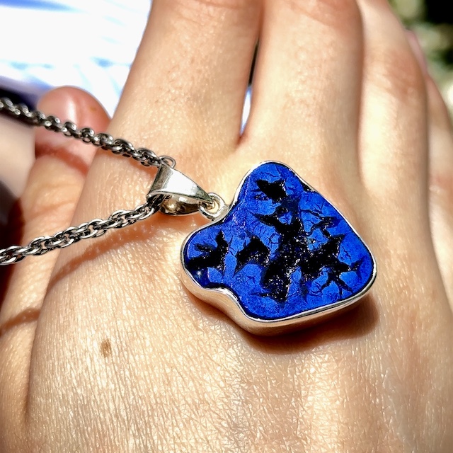 Azurite druzy and 925 silver pendant - Image 6