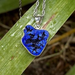 Azurite druzy and 925 silver pendant