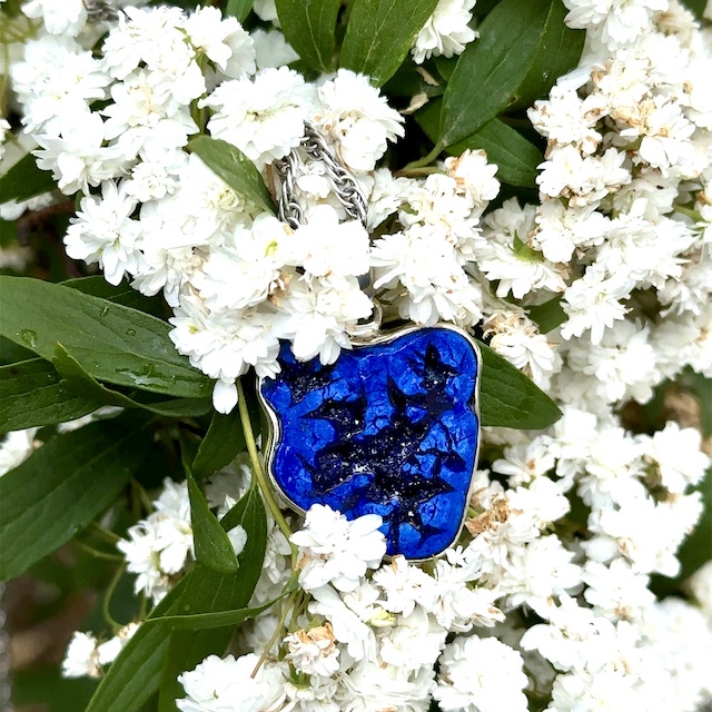 Azurite druzy and 925 silver pendant - Image 7