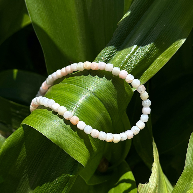 Rose opal necklace - faceted square beads - Image 5
