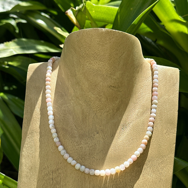 Rose opal necklace - faceted square beads - Image 6