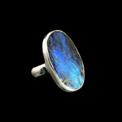 Bague réglable en labradorite brute et argent 925