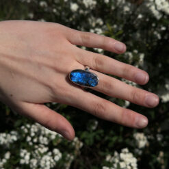 Bague en labradorite brute et argent 925 - Taille réglable