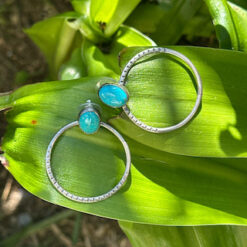 Turquoise and 925 silver hoop earrings