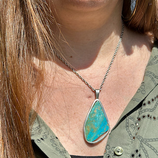 Freeform turquoise and 925 silver pendant - Image 4