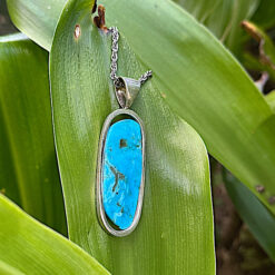 Oval turquoise and 925 silver pendant