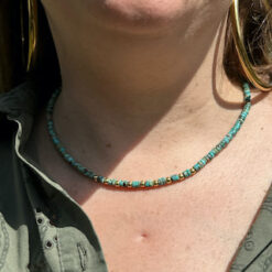 Alternative view of Turquoise and gold bead necklace