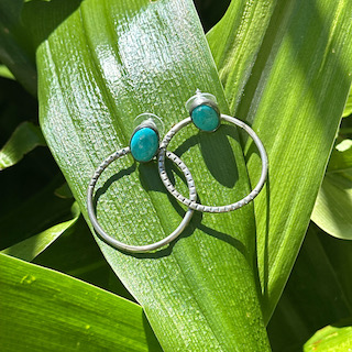Turquoise and 925 silver hoop earrings - Image 4