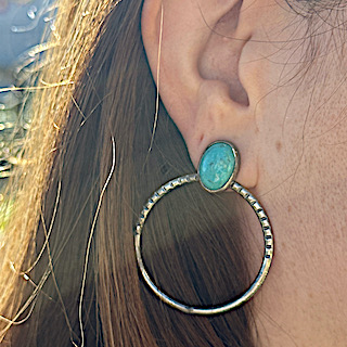 Turquoise and 925 silver hoop earrings - Image 5