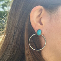 Alternative view of Turquoise and 925 silver hoop earrings
