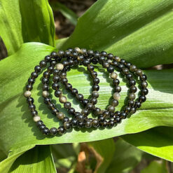 Bracelet obsidienne dorée - 6 mm