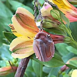 Orange-pink Mexican agate pendant