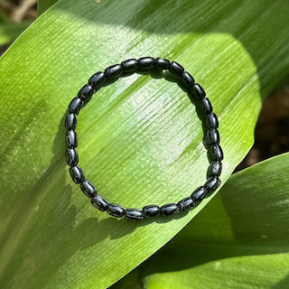 Black tourmaline bracelet, seed bead shape