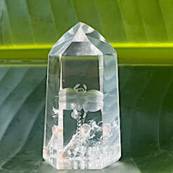 Carved Rock Crystal Point - Dragonfly Motif