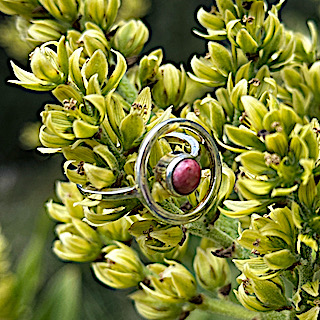 Thulite and silver ring with adjustable band - Image 3