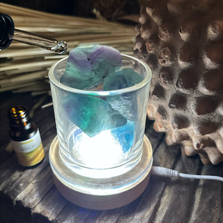 Essential oil diffuser with rose quartz, fluorite, or crystal - Image 3