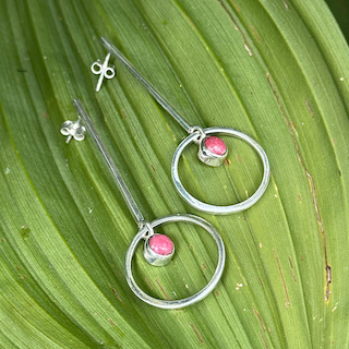 Thulite and Silver Earrings - Image 2