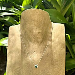 Alternative view of Delicate silver necklace with faceted emerald