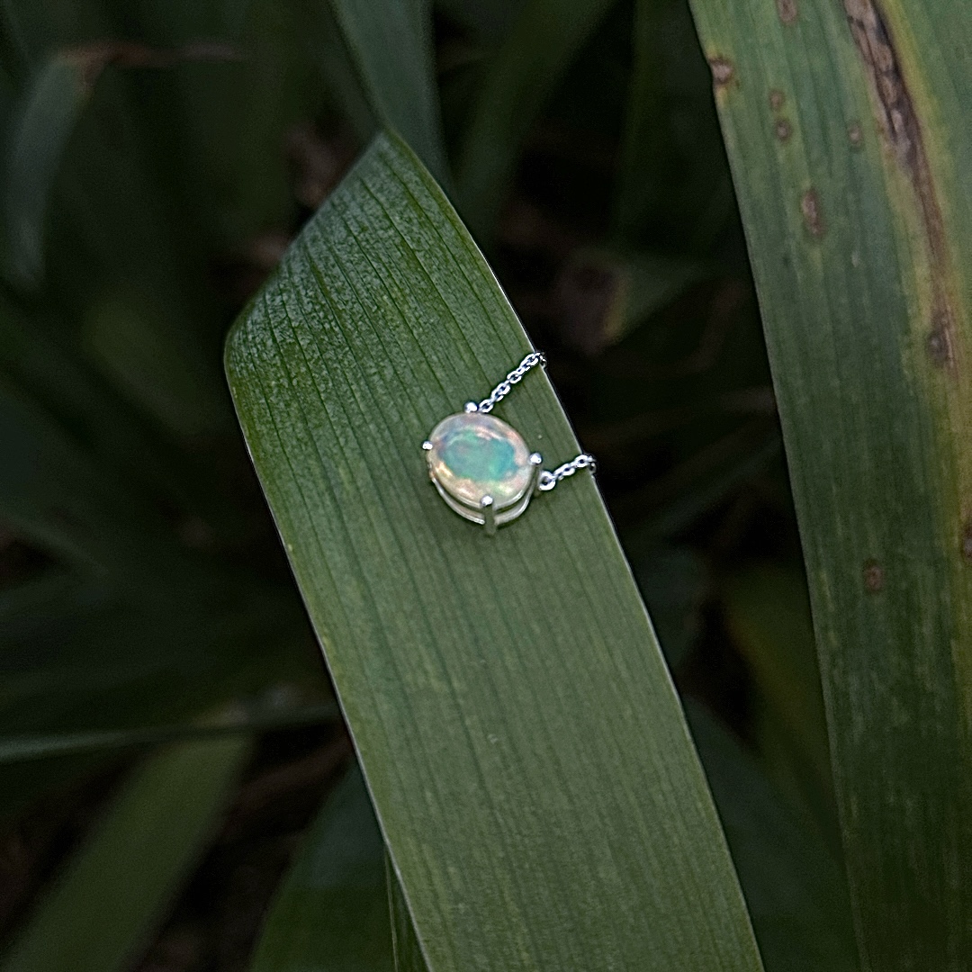 Delicate Necklace with Oval Ethiopian Opal - Image 4