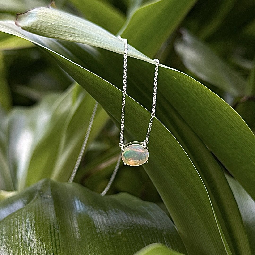 Delicate Necklace with Oval Ethiopian Opal - Image 2