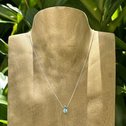 Alternative view of Fine silver necklace with faceted blue topaz