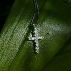 Ethiopian opal cross pendant