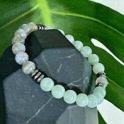 Bracelet en jade de Birmanie et labradorite qualité A 8mm