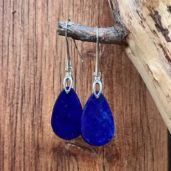 Boucles d'oreilles goutte en lapis lazuli de qualité supérieure et argent