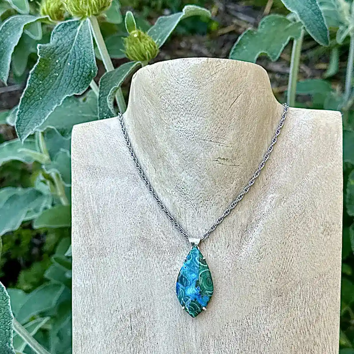Oval chrysocolla malachite pendant - Image 2