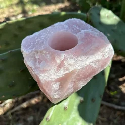 Bougeoir en quartz rose